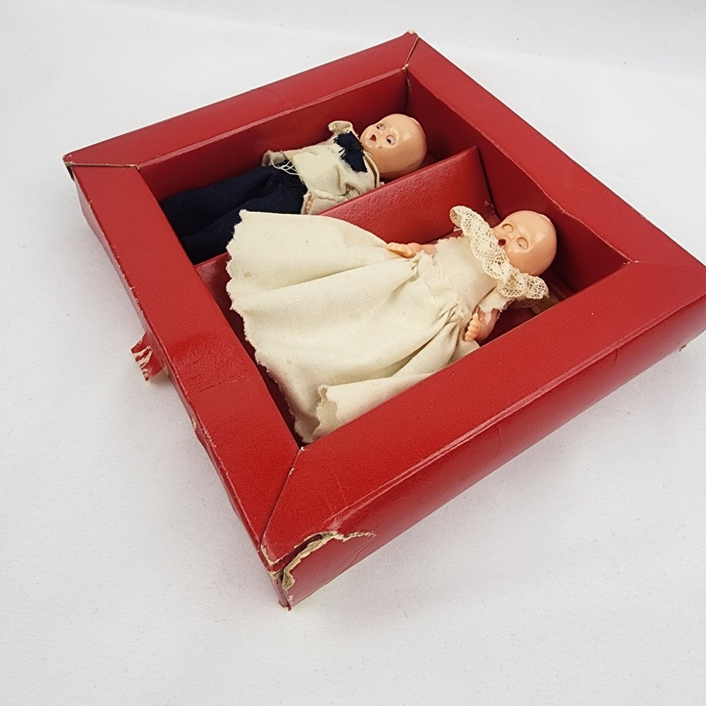 Vintage Composite Doll Miniture Bride Groom Arms Legs Eye Moving 3.5 in - Picture 7 of 8